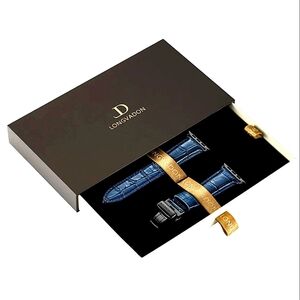 Mens Watch band Glossy Blue Leather Apple Series 1-9 Ultra 1-2 Smartwatch Band